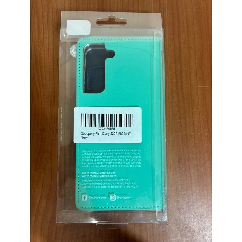 Gooseberry Rich Diary Cellphone Case Wallet for Samsung Galaxy S22+ Green Teal